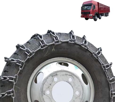 مجموعة 9 مم مكونة من 2 سلاسل ثلج شديدة التحمل لسيارات الدفع الرباعي والسيارات وسلاسل جر انزلاقية عالية القوة منغنيز للاستخدام في حالات الطوارئ للإطارات يمكن الاعتماد عليها في الطريق الجليدي 285/80R22.5 قطعتان 245/70R19.5 in Kuwait