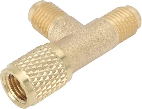 Keenso Brass Quick Coupler Tee Adapter High Reliability Sturdy Structure for R22 R12 R134, 1/4in SAE, for HVAC Professionals in Saudi Arabia