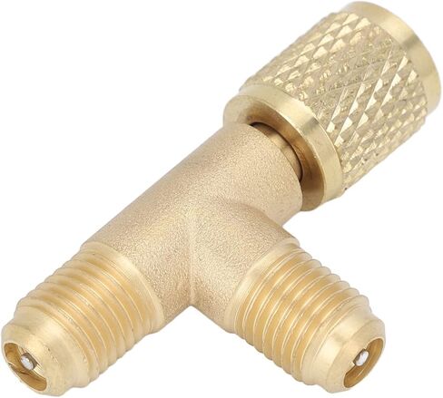 Keenso Brass Quick Coupler Tee Adapter High Reliability Sturdy Structure for R22 R12 R134, 1/4in SAE, for HVAC Professionals in Saudi Arabia