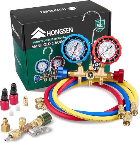 Hongsen HVAC Manifold Gauge Set with Valve Core Removal Tool in Saudi Arabia