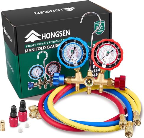 Hongsen HVAC Manifold Gauge Set with Valve Core Removal Tool in Saudi Arabia