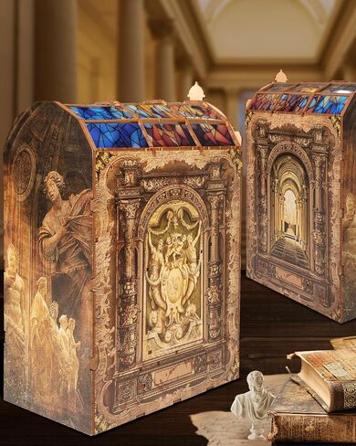 مجموعة زوايا الكتب DIY من Quanquer، ألغاز خشبية مصغرة ثلاثية الأبعاد مع ضوء LED مجموعات حرفية لنموذج بيت الدمى للبالغين، رف كتب مثالي، هدايا عيد ميلاد للأولاد والبنات (العالم السحري) in Kuwait