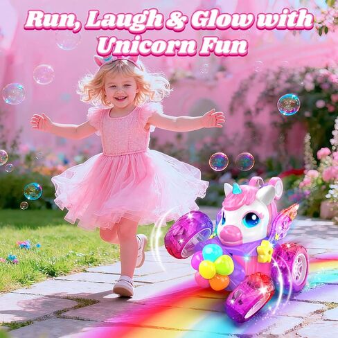 سيارات يونيكورن RC للعب الفتيات مع أجنحة كريستال متوهجة وأضواء عيون، سيارة تحكم عن بعد تدور 360 درجة، سيارة يونيكورن المثيرة، ألعاب داخلية وخارجية لتخزين الهدايا للفتيات 3 4 5 6 7 8 9+ سنوات in Kuwait