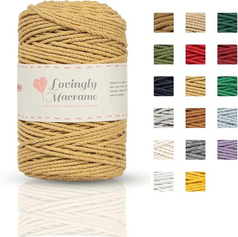 3mm Macrame Cord - 3 Ply Twisted Macrame String for DIY Handmade Boho Projects - Three Strand Cotton Rope for Crafts, Dreamcatchers, Plant Hangers, Decor - 492ft (164yds). - Beige in Saudi Arabia