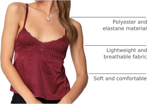 Womens Sexy Lace Trim Camisole Tank Tops Y2k Slim Fit Corset Going Out Street Wear Ruffle Spaghetti Strap Cami Top in Saudi Arabia