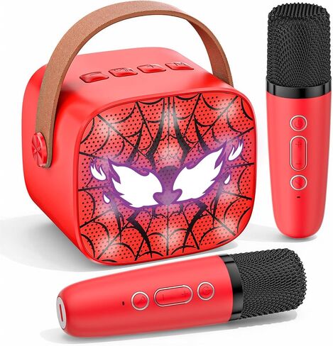 Spider Mini Karaoke Machine for Kids - TOP Karaoke Toys for 3 4 5 6 7 8 9 10 11 12+ Year Old Boys Girls, Portable Bluetooth Speaker with 2 Wireless Microphones, Kids Christmas Birthday Party Gifts in Saudi Arabia