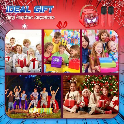 Spider Mini Karaoke Machine for Kids - TOP Karaoke Toys for 3 4 5 6 7 8 9 10 11 12+ Year Old Boys Girls, Portable Bluetooth Speaker with 2 Wireless Microphones, Kids Christmas Birthday Party Gifts in Saudi Arabia