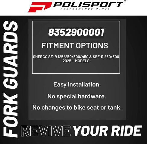 Polisport Premium Fork Guards for Sherco SE-R 125/250/300/450 & SEF-R 250/300 2025+ Models - Durable Polypropylene Protection Against Rocks, Debris & Scratches, Easy OEM-Style Installation in Saudi Arabia