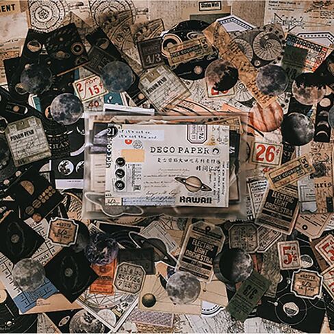 200 Pieces Vintage Sticker Scrapbook Paper Pack for Witchy Junk Journal Bullet Journals Planners Space Moon Paper Stickers Craft Kits Collage in Saudi Arabia