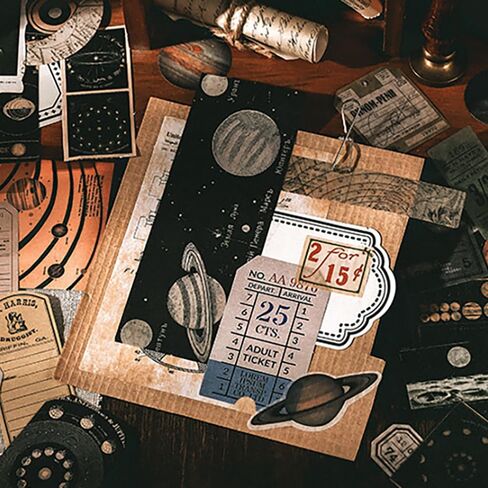 200 Pieces Vintage Sticker Scrapbook Paper Pack for Witchy Junk Journal Bullet Journals Planners Space Moon Paper Stickers Craft Kits Collage in Saudi Arabia