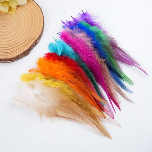 100pcs Grass Green Feathers for Crafts, 5-7Inch Rooster Saddle Hackle Feathers for Dream Catcher Supplies Wedding Home Party Decoration Earrings DIY Crafts in Kuwait