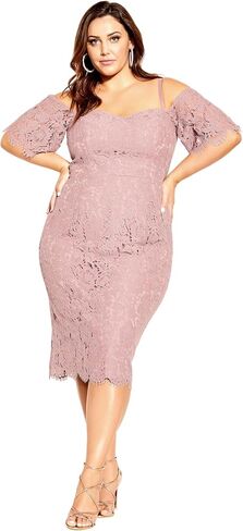 City Chic Women's Apparel Women's Plus Size Dress Lace Whisper Ff in Saudi Arabia
