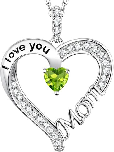 ELDA & CO. I Love You Mom Necklace for Wife 925 Sterling Silver Pendant with March April May Birthstones Aquamarine Necklace for Women Birthday Gifts Jewelry Gifts in Kuwait