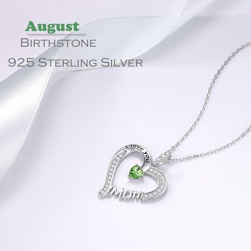 ELDA & CO. I Love You Mom Necklace for Wife 925 Sterling Silver Pendant with March April May Birthstones Aquamarine Necklace for Women Birthday Gifts Jewelry Gifts in Kuwait