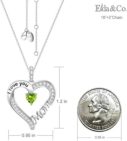 ELDA & CO. I Love You Mom Necklace for Wife 925 Sterling Silver Pendant with March April May Birthstones Aquamarine Necklace for Women Birthday Gifts Jewelry Gifts in Kuwait