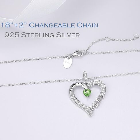ELDA & CO. I Love You Mom Necklace for Wife 925 Sterling Silver Pendant with March April May Birthstones Aquamarine Necklace for Women Birthday Gifts Jewelry Gifts in Kuwait