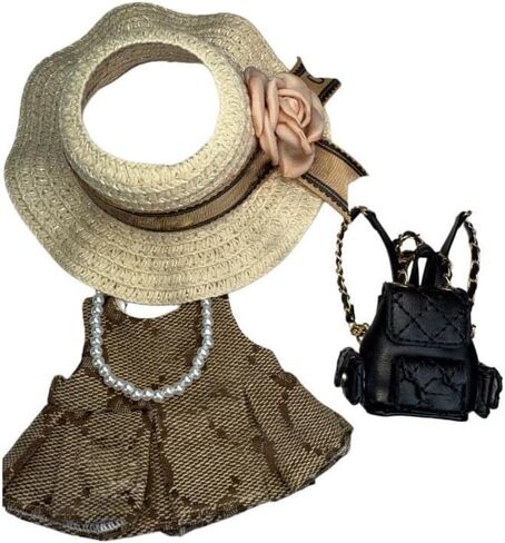 17cm Doll Designer Clothes Set, Premium Fashion Dresses with Accessories, Luxury Chic Clothing Bundle with Designer Purse, Summer hat, Dress, Gym Set for Collectors (Style E) in Saudi Arabia