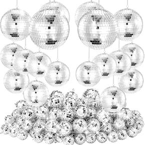 Youdepot Disco Ball 4" Inch 2-Pack,Silver Hanging Ball with Attached String for Ring,Reflects Light,Fun Party Home Bands Decorations,Party Favor. in Kuwait