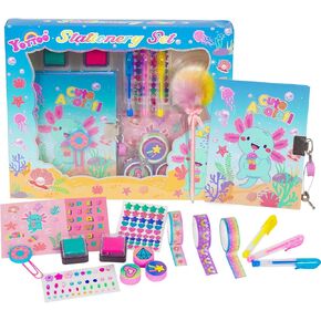 YOYTOO Unicorn Diary for Girls with Lock and Keys, Unicorn Stationery Set with Diary, Stamps, Stickers, Pens, Unicorn Journal Notebook Birthday Gift for Girls Kids Ages 4-12 in Kuwait