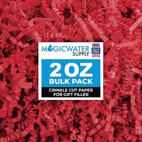 MagicWater Supply - 2 oz - Red - Crinkle Cut Paper Shred Filler great for Gift Wrapping, Basket Filling, Birthdays, Weddings, Anniversaries, Valentines Day, and other occasions in Kuwait