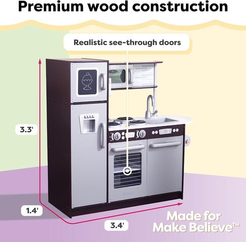 KidKraft Uptown Espresso Wooden Play Kitchen with Play Phone, Chalkboard & Towel Rack, Espresso in Kuwait