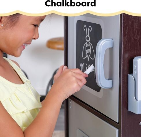 KidKraft Uptown Espresso Wooden Play Kitchen with Play Phone, Chalkboard & Towel Rack, Espresso in Kuwait