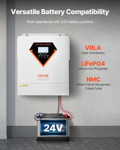 VEVOR Hybrid Solar Inverter, 6000W, All in One Pure Sine Wave Power Inverter Charger, 48V DC to 220/230V AC, with Built-in 120A MPPT Solar Controller, for Off-Grid System Lead Acid Lithium Battery in Kuwait