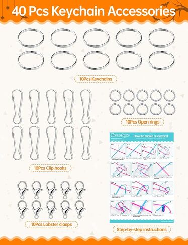 Lanyard String, 12 Christmas Colors Plastic Strings Lacing Cord, Gimp String Boondoggle Strings Kit with 40Pcs Keychain for Keychain Crafts, Bracelet (Christmas Colors) in Kuwait