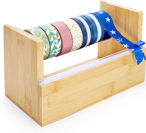 Wood Masking Tape Dispenser, Multi Roll Washi Tape Cutter Holder with 1 Inch Core for Gift Wrapping, Desktop Craft Tapes Storage Organizer for Office, Home, School in Saudi Arabia