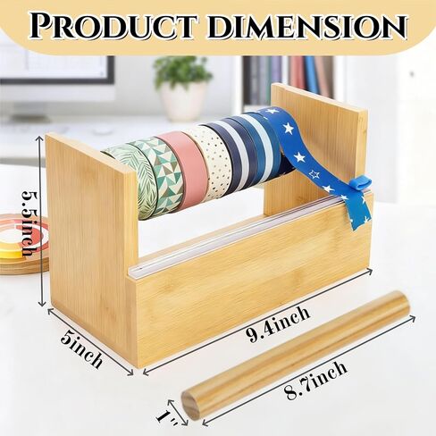 Wood Masking Tape Dispenser, Multi Roll Washi Tape Cutter Holder with 1 Inch Core for Gift Wrapping, Desktop Craft Tapes Storage Organizer for Office, Home, School in Saudi Arabia