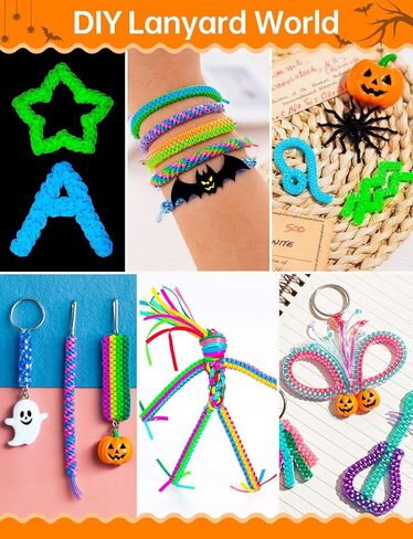 Lanyard String, 12 Christmas Colors Plastic Strings Lacing Cord, Gimp String Boondoggle Strings Kit with 40Pcs Keychain for Keychain Crafts, Bracelet (Christmas Colors) in Kuwait