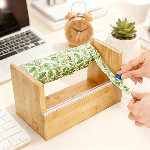 Wood Masking Tape Dispenser, Multi Roll Washi Tape Cutter Holder with 1 Inch Core for Gift Wrapping, Desktop Craft Tapes Storage Organizer for Office, Home, School in Saudi Arabia