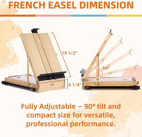 Falling in Art Artist Painting Set with French Easel, 37Pcs Professional Easel Kit with Canvas, Paintbrush, Paints Suitable for Adults, Artists and Beginners, Natural in Saudi Arabia