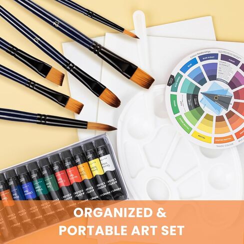 Falling in Art Artist Painting Set with French Easel, 37Pcs Professional Easel Kit with Canvas, Paintbrush, Paints Suitable for Adults, Artists and Beginners, Natural in Saudi Arabia