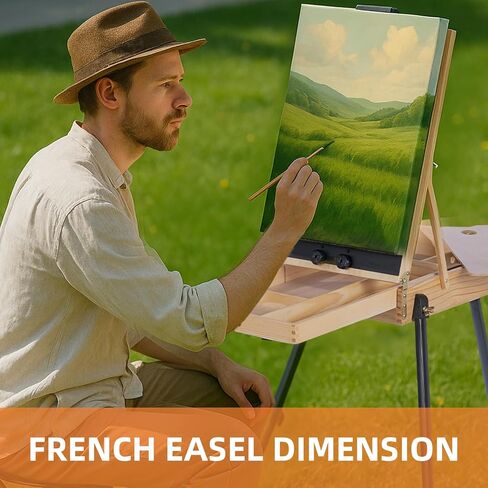 Falling in Art Artist Painting Set with French Easel, 37Pcs Professional Easel Kit with Canvas, Paintbrush, Paints Suitable for Adults, Artists and Beginners, Natural in Saudi Arabia