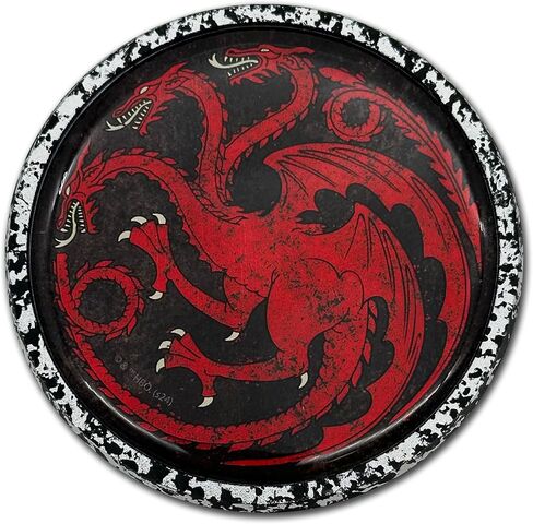 لوحة كهربائية مرخصة رسميًا من Game of Thrones House Targaryen Sigil Round جميع شعارات الكروم المعدنية للسيارات والشاحنات وجميع السيارات | مقاس عالمي بقطر 3.5 سم | مقاوم للطقس in Kuwait