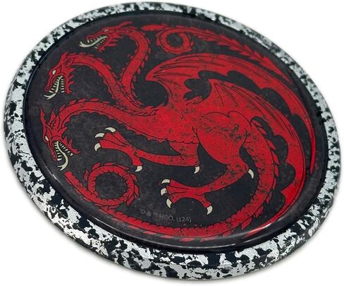 لوحة كهربائية مرخصة رسميًا من Game of Thrones House Targaryen Sigil Round جميع شعارات الكروم المعدنية للسيارات والشاحنات وجميع السيارات | مقاس عالمي بقطر 3.5 سم | مقاوم للطقس in Kuwait