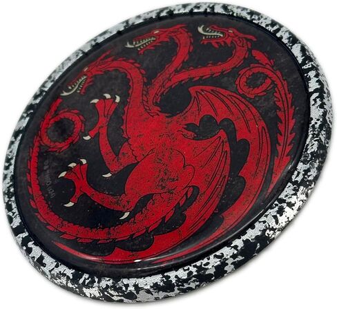 لوحة كهربائية مرخصة رسميًا من Game of Thrones House Targaryen Sigil Round جميع شعارات الكروم المعدنية للسيارات والشاحنات وجميع السيارات | مقاس عالمي بقطر 3.5 سم | مقاوم للطقس in Kuwait