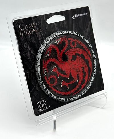 لوحة كهربائية مرخصة رسميًا من Game of Thrones House Targaryen Sigil Round جميع شعارات الكروم المعدنية للسيارات والشاحنات وجميع السيارات | مقاس عالمي بقطر 3.5 سم | مقاوم للطقس in Kuwait