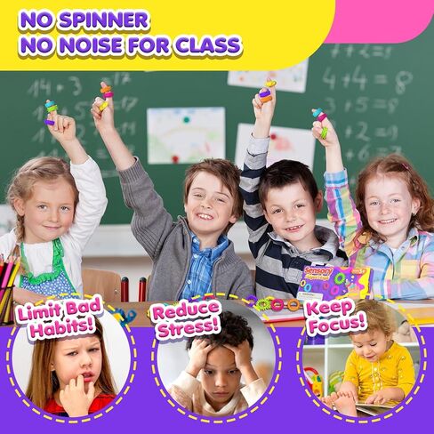 Fidget Toys Kids Sensory Ring: 24 Pack Textured Finger Rings - ADHD Autism Kids Sensory Calming Toys - Quiet Skin-Picking Anxiety Relief Toy for Classroom in Kuwait