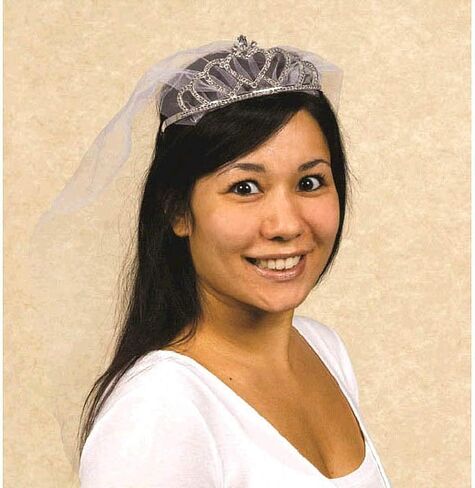 White Rhinestone Tiara with Combs & Veil - 2.25"H x 5.25"W x 5"D ( 1 Count) - Perfect for Weddings & Special Occasions in Saudi Arabia