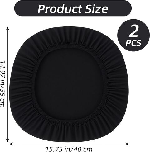 2 PCS Computer Chair Seat Cover Stretchable Office Chair Cover Bottom Only Elastic Spandex Strech Computer Desk Chairs Seat Cushion Slipcovers Removable Machine Washable for Dining Room Desk (Black) in Saudi Arabia