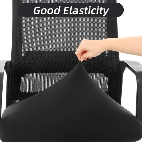 2 PCS Computer Chair Seat Cover Stretchable Office Chair Cover Bottom Only Elastic Spandex Strech Computer Desk Chairs Seat Cushion Slipcovers Removable Machine Washable for Dining Room Desk (Black) in Saudi Arabia