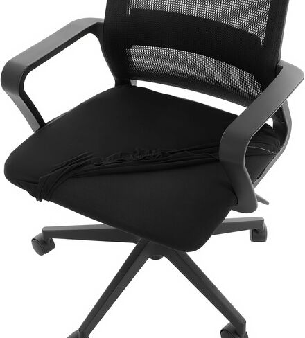 2 PCS Computer Chair Seat Cover Stretchable Office Chair Cover Bottom Only Elastic Spandex Strech Computer Desk Chairs Seat Cushion Slipcovers Removable Machine Washable for Dining Room Desk (Black) in Saudi Arabia