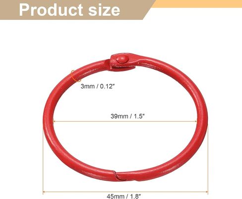 HARFINGTON 50pcs Binder Rings 1.5 Inch Loose Leaf Binder Ring Metal Book Rings Colorful Loose Leaf Rings for Index Cards Keychain Key Notebook Rings for Home Office, Red in Saudi Arabia