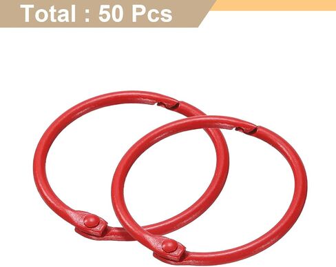 HARFINGTON 50pcs Binder Rings 1.5 Inch Loose Leaf Binder Ring Metal Book Rings Colorful Loose Leaf Rings for Index Cards Keychain Key Notebook Rings for Home Office, Red in Saudi Arabia