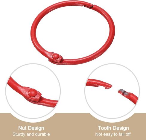 HARFINGTON 50pcs Binder Rings 1.5 Inch Loose Leaf Binder Ring Metal Book Rings Colorful Loose Leaf Rings for Index Cards Keychain Key Notebook Rings for Home Office, Red in Saudi Arabia
