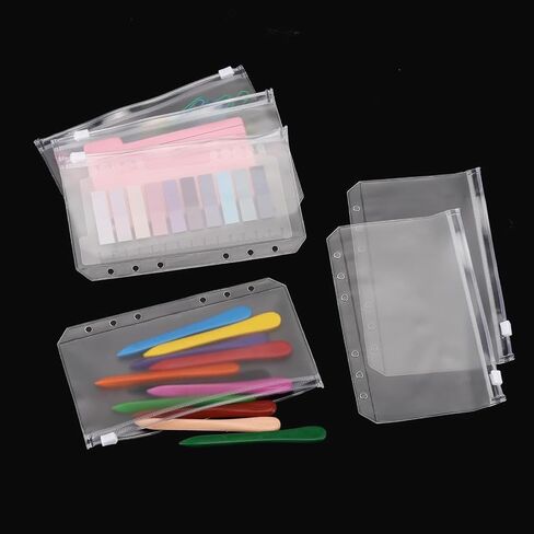 18 Pcs A6 Size Binder Pockets, Binder Organizer, Binder Pouch for School and Office Supplies (6 Holes) in Saudi Arabia