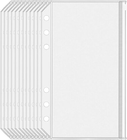 16 Pcs A6 Binder Envelope Pouches - Clear Binder Pockets with Zippers for 6-Ring Budget Cash System, Clear Inserts for Money Saving and Budgeting in Saudi Arabia