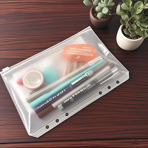 16 Pcs A6 Binder Envelope Pouches - Clear Binder Pockets with Zippers for 6-Ring Budget Cash System, Clear Inserts for Money Saving and Budgeting in Saudi Arabia